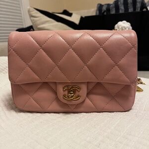 Chanel Quilted Lambskin with Heart Charms Pink